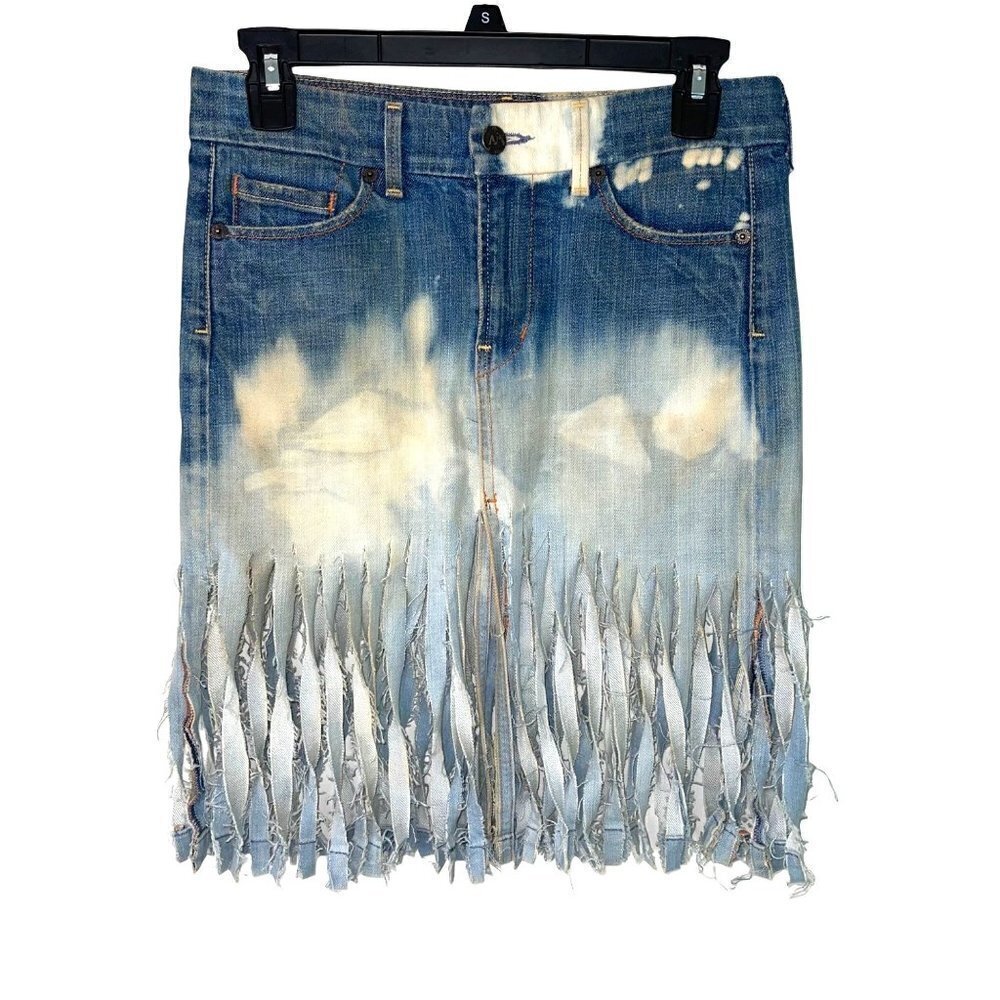 Citizens Of Humanity Denim Skirt Womens Size 25 Fringe Hem Sophia 300 Blue